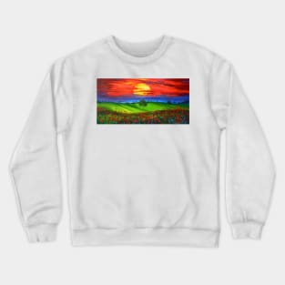 Sunset over poppy field Crewneck Sweatshirt